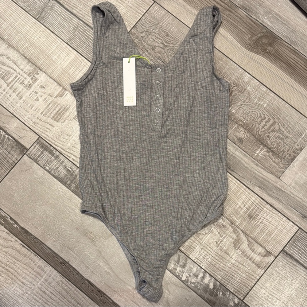 Good Luck Gem Ribbed Bodysuit Large